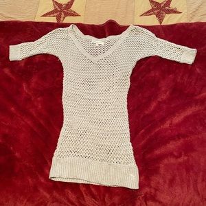 COPY - Vintage Abercrombie & Fitch Long Crochet type Sweater. Grey. Size M/L.